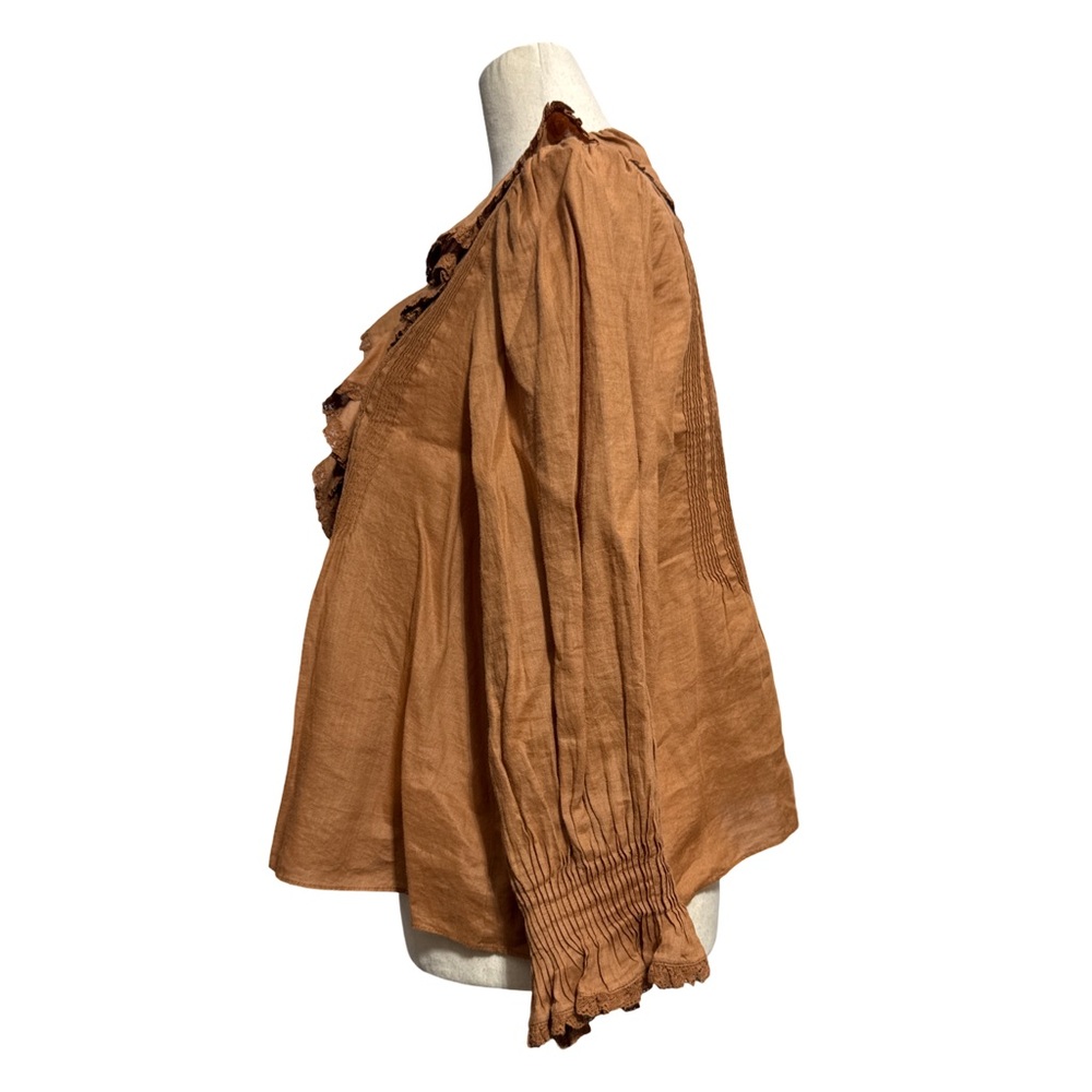 Doen Rust Ruffle-Front Blouse - Picture 3 of 10